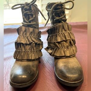 Jeffrey Campbell Ruffle Combat Boots w/ removal buckle